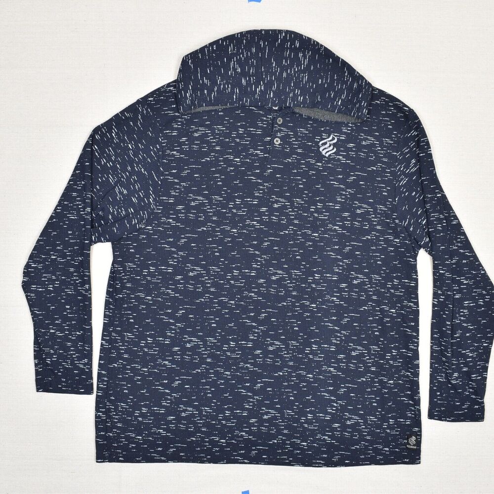 Rocawear Men Henley Pullover Sweater Cotton Blend Blue Size 4XL Hooded Y2K